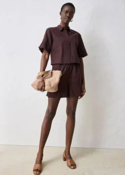 Damen bonprix Bekleidung·Jacken & Mäntel|Premium|verkürzte Hemdbluse mit Seidenanteil