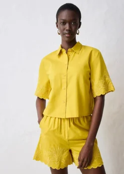 Damen bonprix Blusen & Tuniken|Premium|verkürzte Hemdbluse mit Seidenanteil