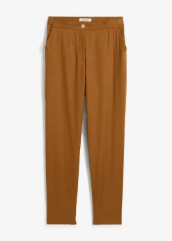 Sale Verkürzte High-Waist-Hose aus Leinen-Viskose-Mix Damen Nachhaltigere Materialien|Hosen