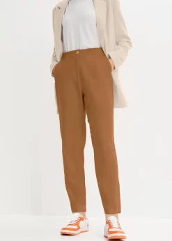 Sale Verkürzte High-Waist-Hose aus Leinen-Viskose-Mix Damen Nachhaltigere Materialien|Hosen