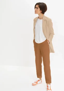 Sale Verkürzte High-Waist-Hose aus Leinen-Viskose-Mix Damen Nachhaltigere Materialien|Hosen