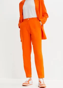 Online Verkürzte High-Waist-Hose aus Leinen-Viskose-Mix Damen Bekleidung·Kleider|Hosen