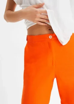 Online Verkürzte High-Waist-Hose aus Leinen-Viskose-Mix Damen Bekleidung·Kleider|Hosen