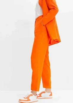 Online Verkürzte High-Waist-Hose aus Leinen-Viskose-Mix Damen Bekleidung·Kleider|Hosen