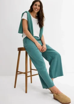 Outlet Verkürzte Hose aus weichem Viskose-Mix Damen Hosen|Bekleidung·Kleider