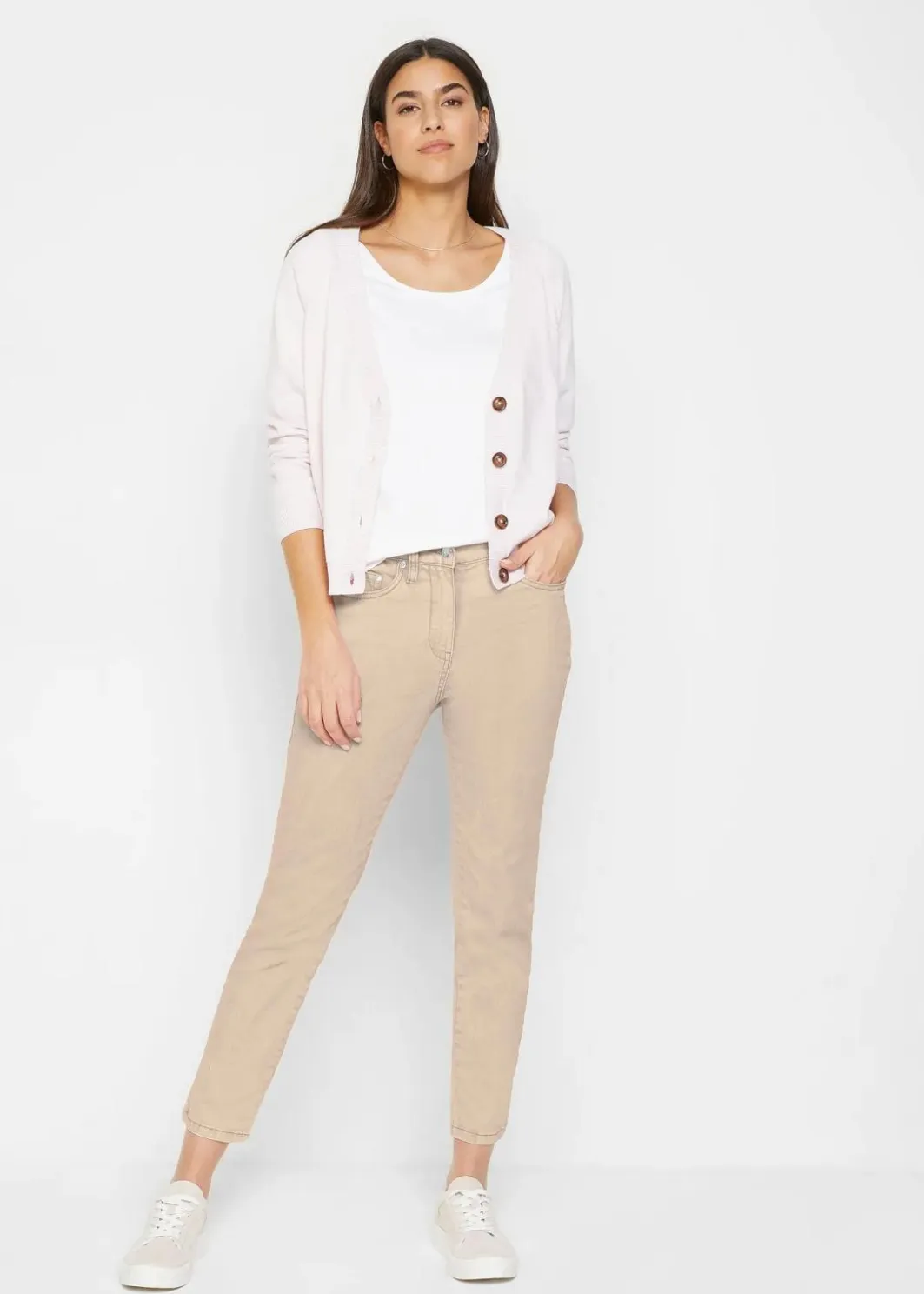 Damen bonprix Bekleidung·Kleider|Hosen|Verkürzte Twill-Hose im Used-Look