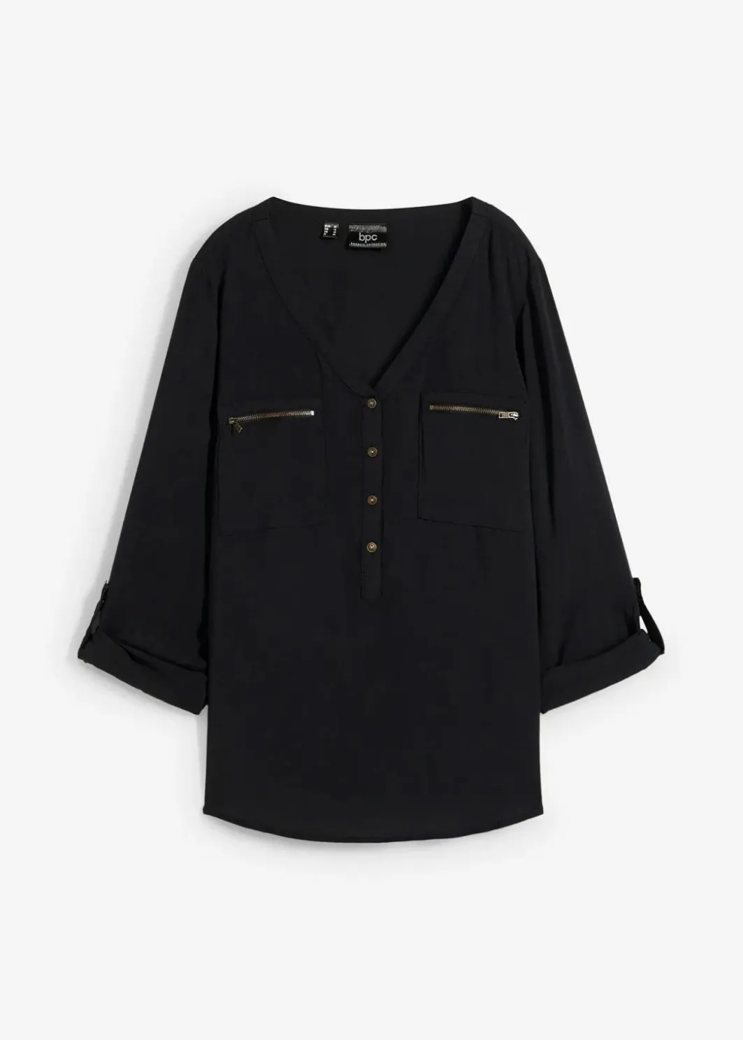 Clearance Viskose-Bluse mit V-Ausschnitt, langarm Damen Bekleidung·Jacken & Mäntel|Blusen & Tuniken