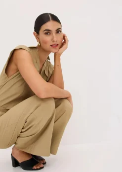 Viskose-Jumpsuit mit Bindeband Damen Bekleidung·Homewear|Jumpsuits