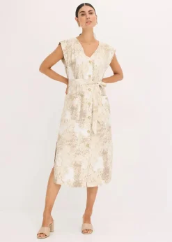 Viskose-Kleid mit Bindeband (2-tlg.Set) Damen Bekleidung·Pullover & Strickjacken|Kleider