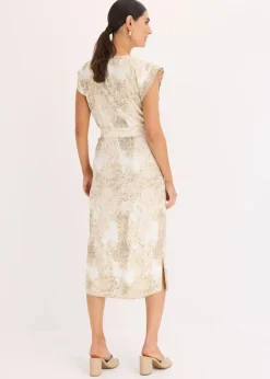 Viskose-Kleid mit Bindeband (2-tlg.Set) Damen Bekleidung·Pullover & Strickjacken|Kleider
