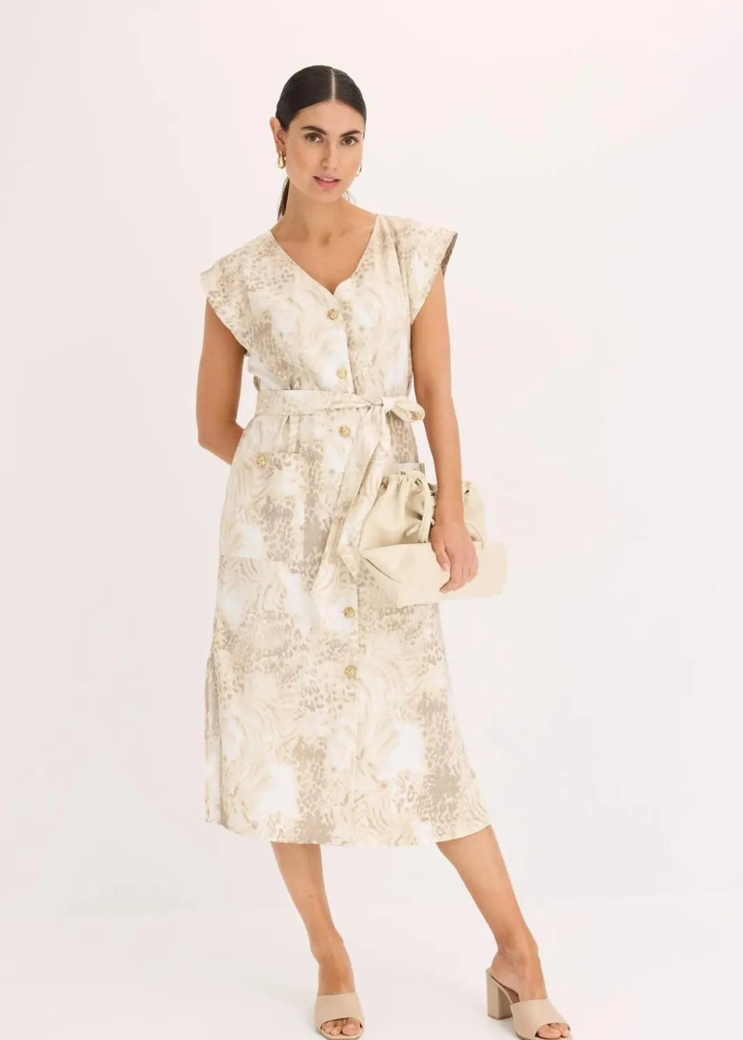 Viskose-Kleid mit Bindeband (2-tlg.Set) Damen Bekleidung·Pullover & Strickjacken|Kleider