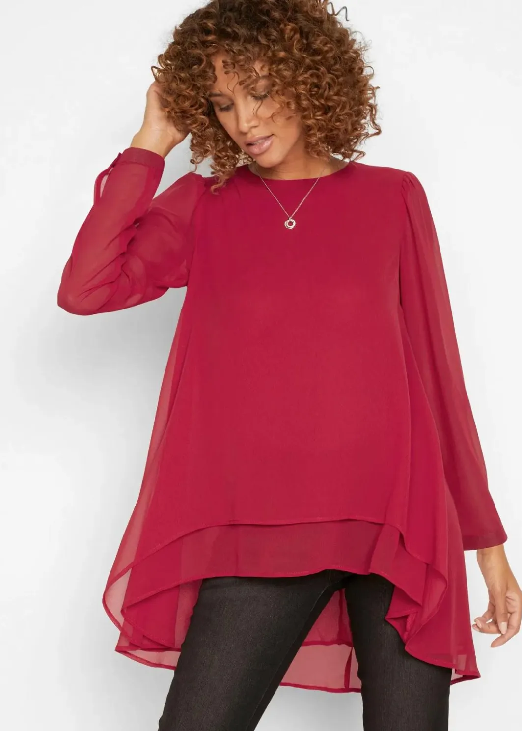 Damen bonprix Blusen & Tuniken|Bekleidung·Jacken & Mäntel|Vokuhila Long-Tunika