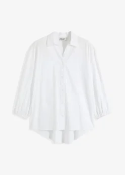 Online Vokuhila-Bluse aus Baumwoll-Mix Damen Bekleidung·Jacken & Mäntel|Blusen & Tuniken