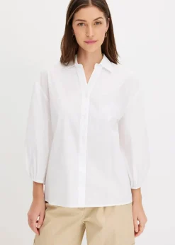 Online Vokuhila-Bluse aus Baumwoll-Mix Damen Bekleidung·Jacken & Mäntel|Blusen & Tuniken