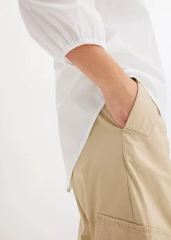 Online Vokuhila-Bluse aus Baumwoll-Mix Damen Bekleidung·Jacken & Mäntel|Blusen & Tuniken