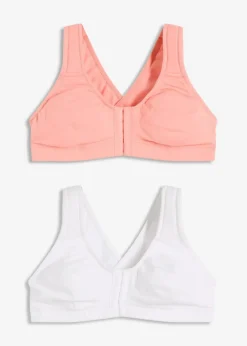 New Vorderverschluss-BH ohne Bügel mit Bio-Baumwolle (2er Pack) Damen Große Cups D-H|Nachhaltigere Materialien