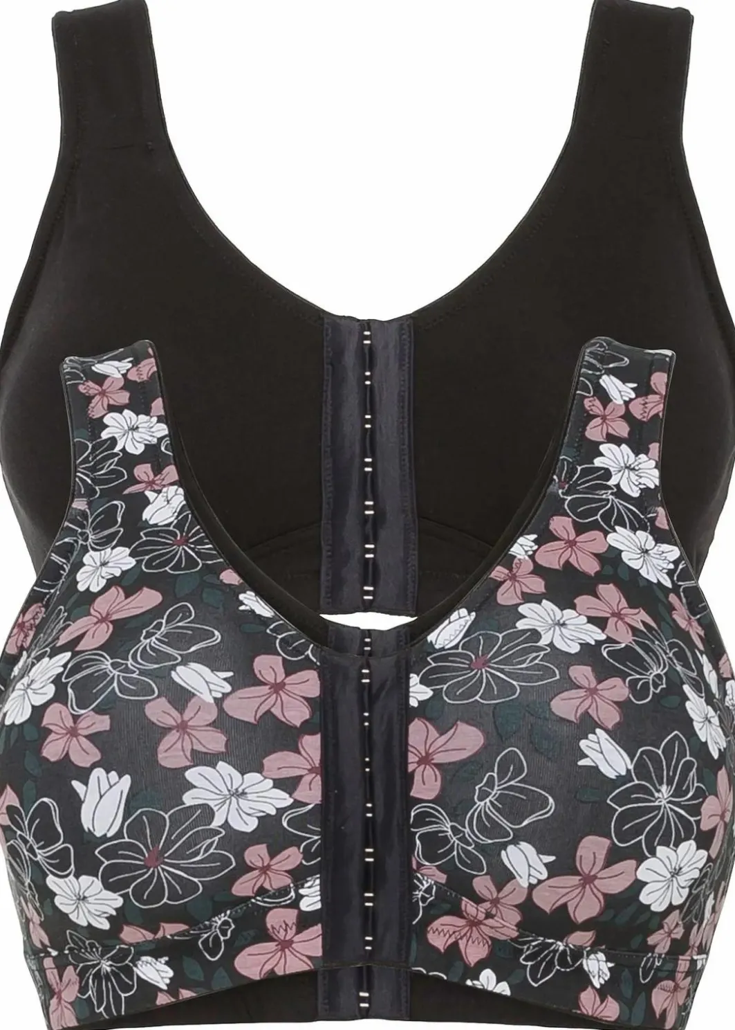 Damen bonprix Wäsche·Baumwollunterwäsche|Wäsche·Große Cups D-H|Vorderverschluss-BH ohne Bügel (2er Pack) mit Baumwolle