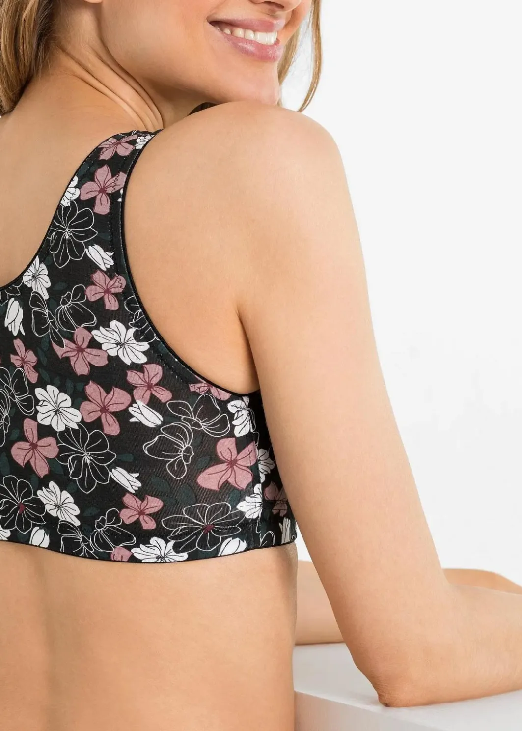 Damen bonprix Wäsche·Baumwollunterwäsche|Wäsche·Große Cups D-H|Vorderverschluss-BH ohne Bügel (2er Pack) mit Baumwolle