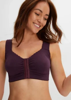 Damen bonprix Große Cups D-H|Nachhaltigere Materialien|Vorderverschluss-BH ohne Bügel mit Bio-Baumwolle (2er Pack)