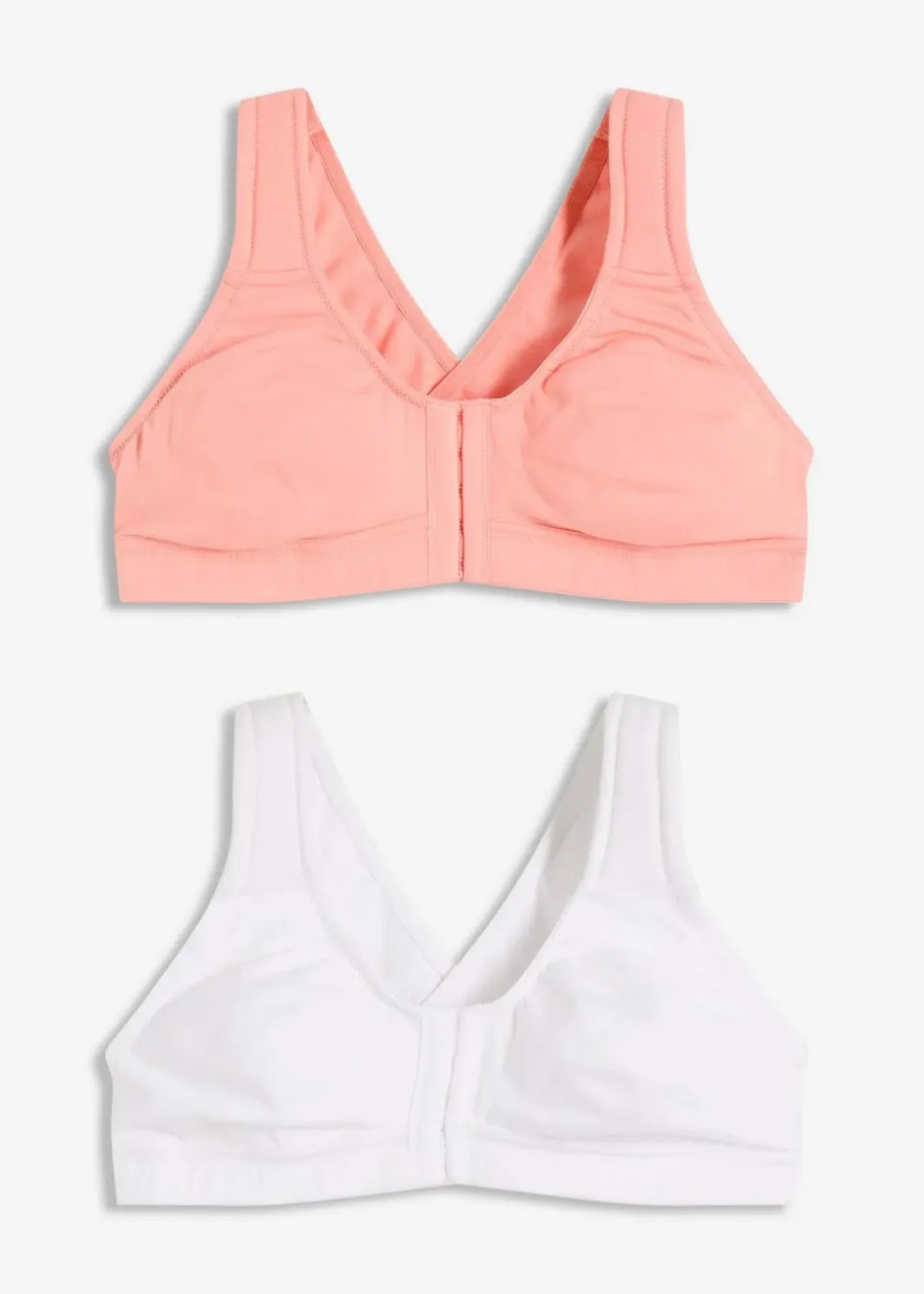 Damen bonprix Große Cups D-H|Nachhaltigere Materialien|Vorderverschluss-BH ohne Bügel mit Bio-Baumwolle (2er Pack)