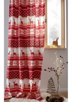 bonprix Vorhänge|Weihnachtsdeko & -Textilien·Gardinen|Vorhang mit Elch Druck(1er Pack)