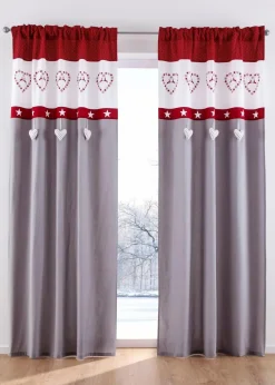 bonprix Vorhänge|Weihnachtsdeko & -Textilien·Gardinen|Vorhang mit Herz Druck (1er Pack)