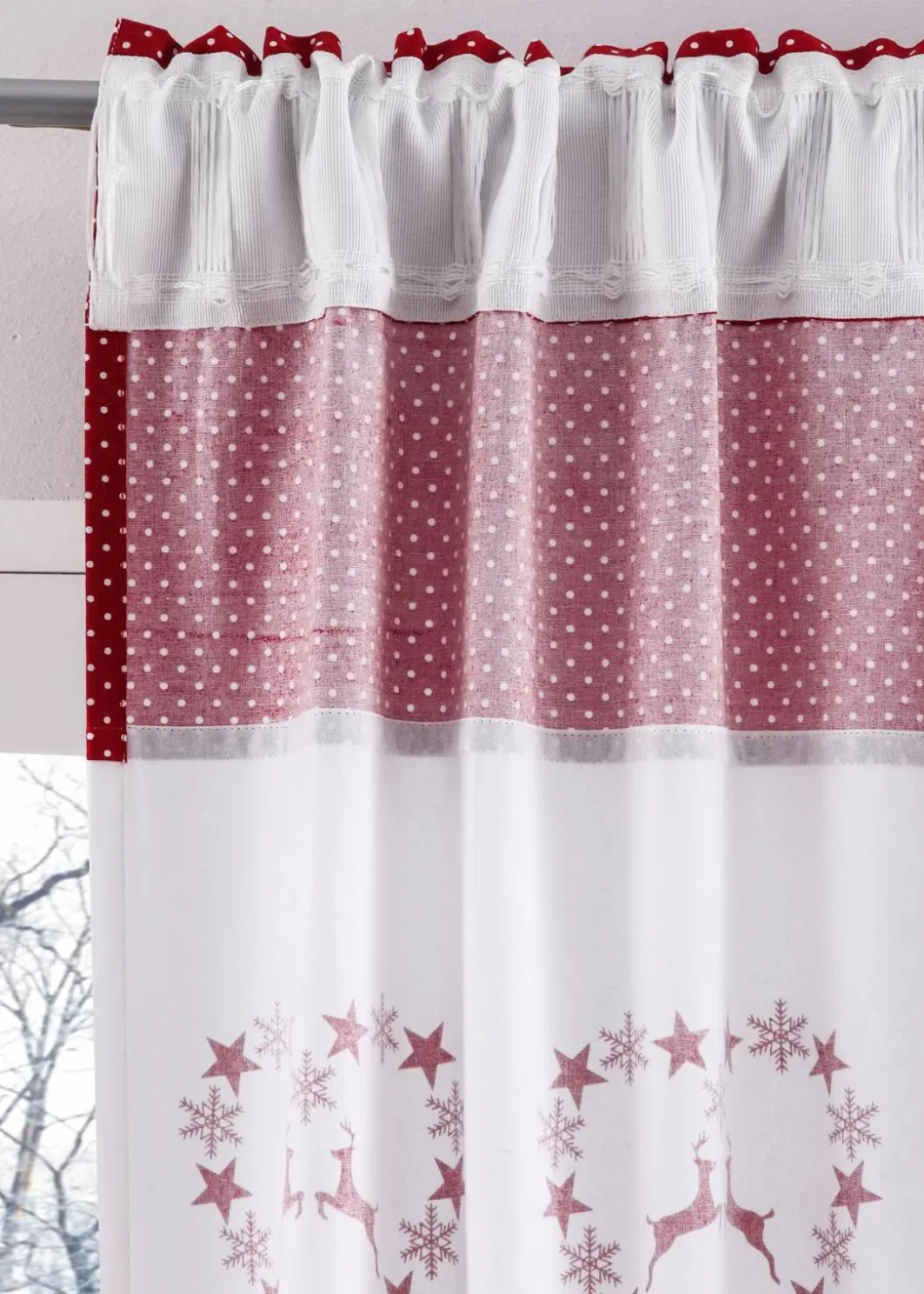 bonprix Vorhänge|Weihnachtsdeko & -Textilien·Gardinen|Vorhang mit Herz Druck (1er Pack)
