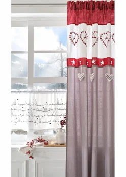bonprix Vorhänge|Weihnachtsdeko & -Textilien·Gardinen|Vorhang mit Herz Druck (1er Pack)