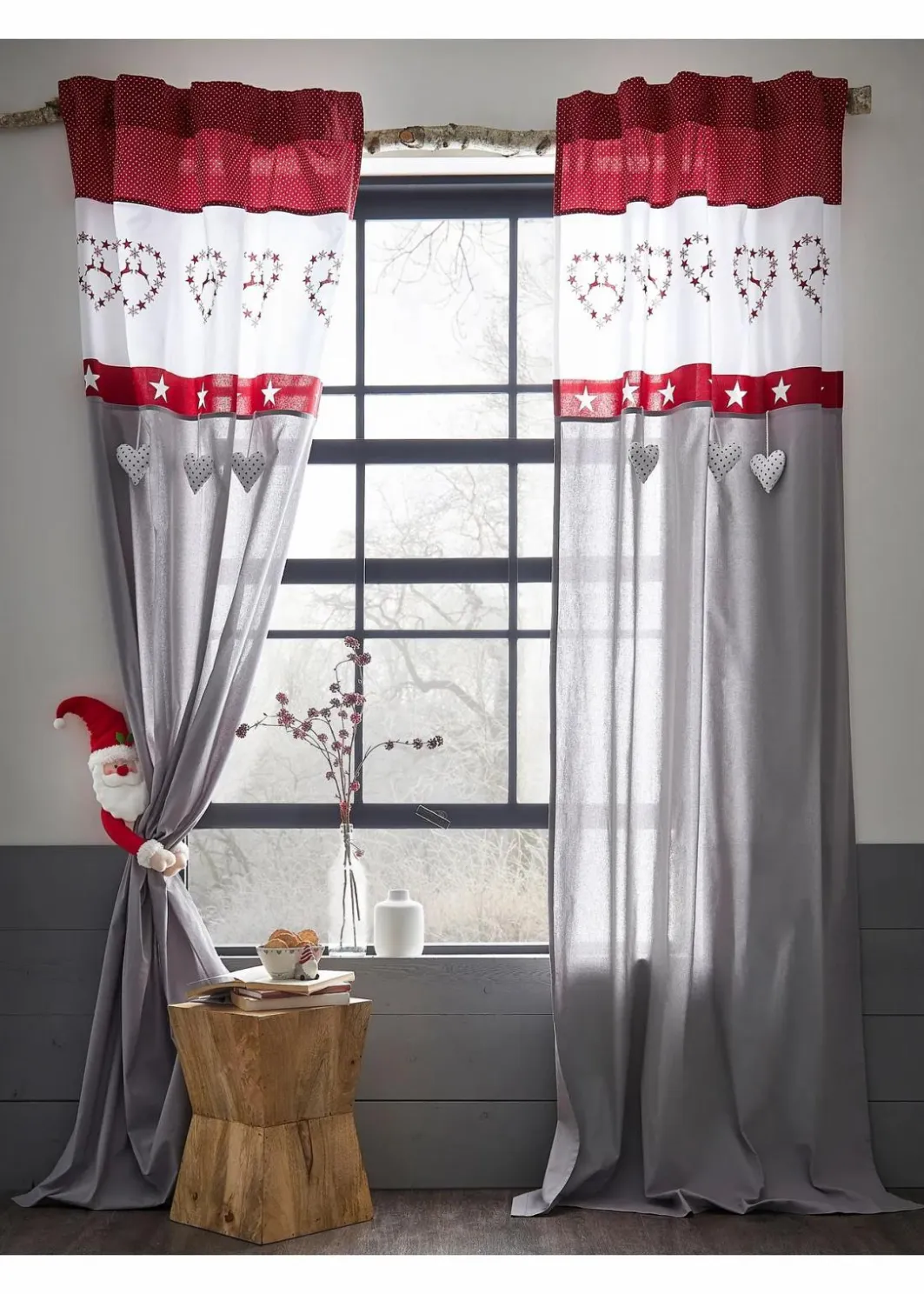 bonprix Vorhänge|Weihnachtsdeko & -Textilien·Gardinen|Vorhang mit Herz Druck (1er Pack)