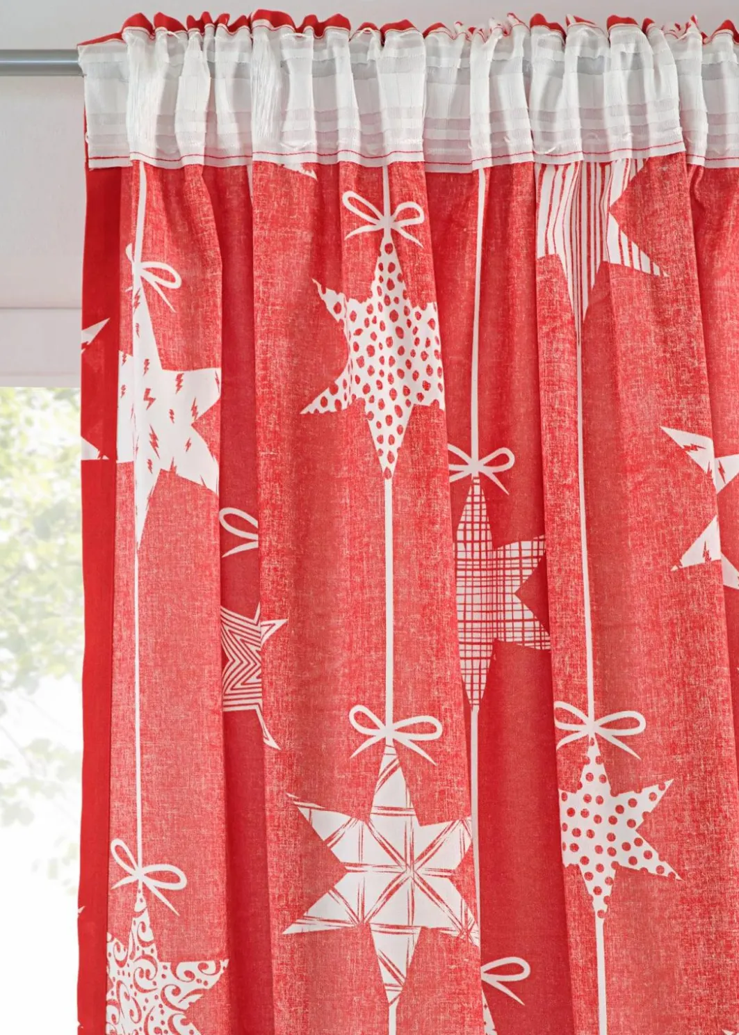bonprix Vorhänge|Weihnachtsdeko & -Textilien·Gardinen|Vorhang mit Sternedruck inkl.Raffhalter (1er Pack)