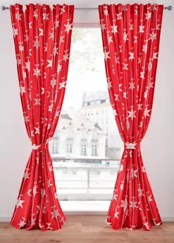 bonprix Vorhänge|Weihnachtsdeko & -Textilien·Gardinen|Vorhang mit Sternedruck inkl.Raffhalter (1er Pack)