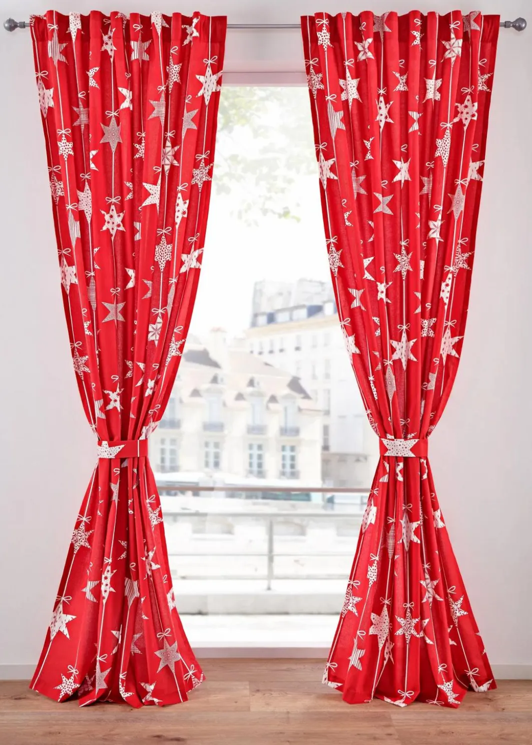 bonprix Vorhänge|Weihnachtsdeko & -Textilien·Gardinen|Vorhang mit Sternedruck inkl.Raffhalter (1er Pack)