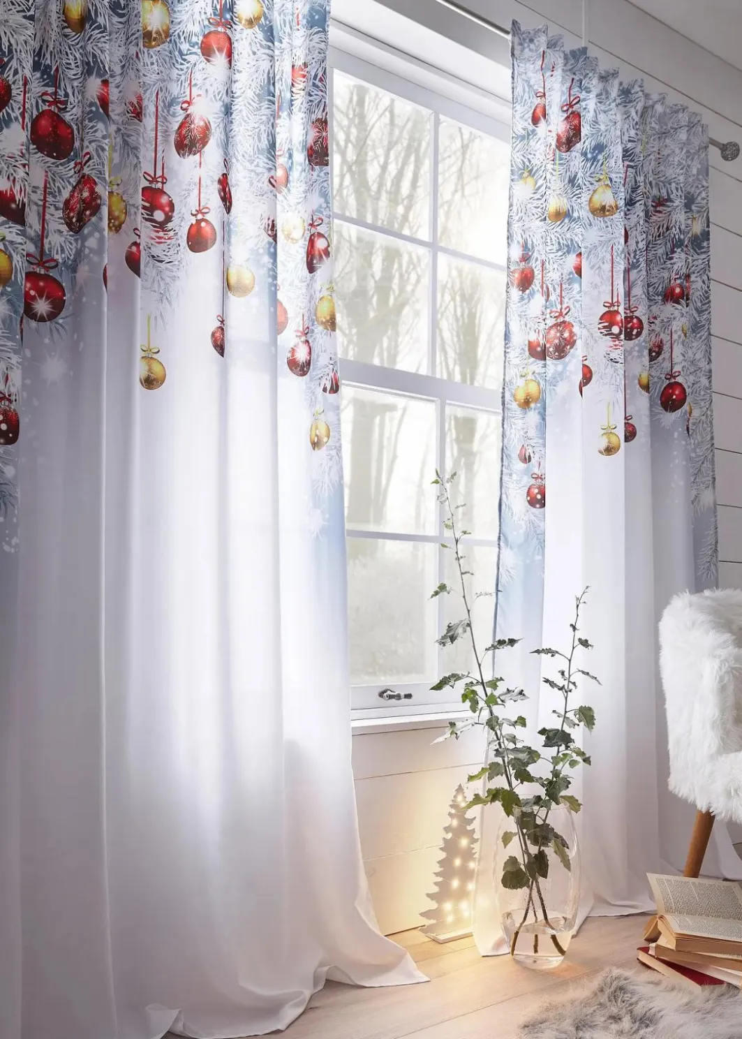 bonprix Weihnachtsdeko & -Textilien·Gardinen|Vorhänge|Vorhang mit weihnachtlichem Druck (1er Pack)