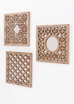 Discount Wanddeko mit Spiegel und Ornamenten (3er Pack) Wanddekoration
