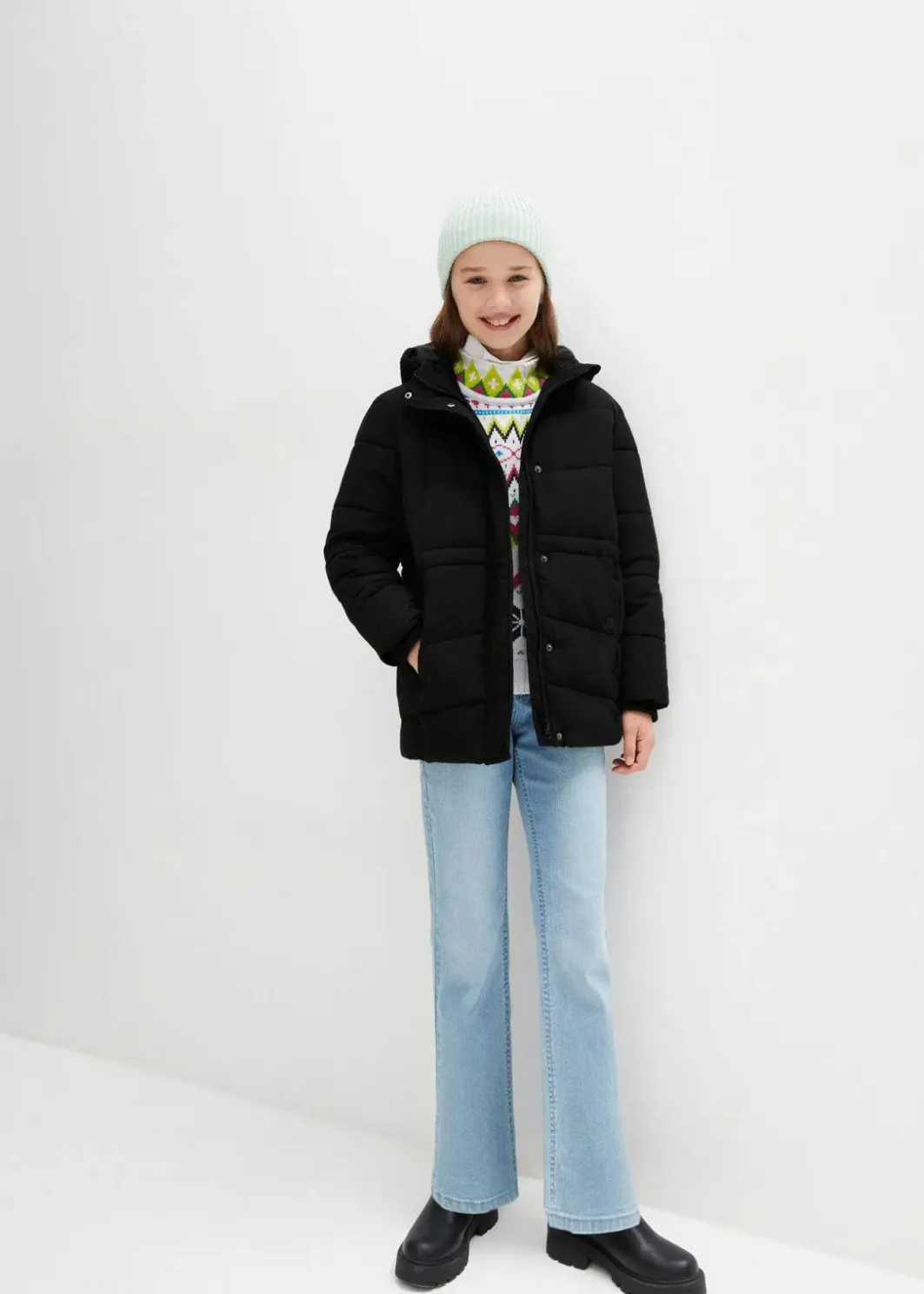 Sale warm gefütterte Steppjacke mit Fellkapuze Kinder Mädchen 9-16 Jahre·Jacken & Outdoor