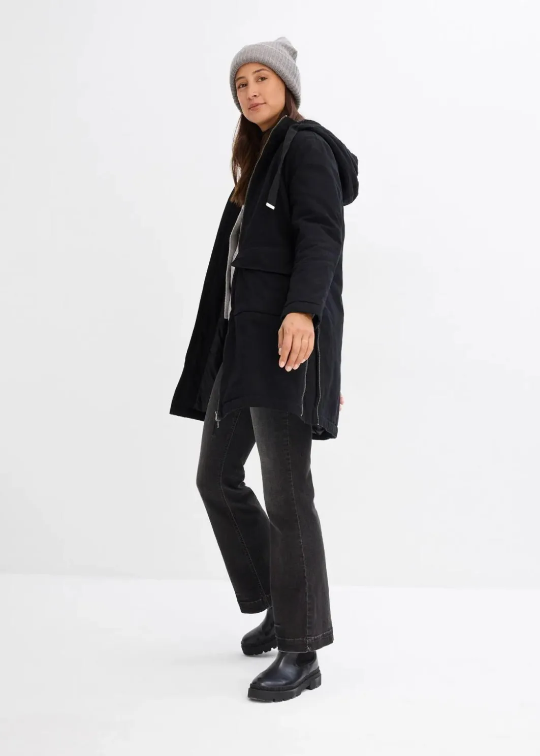 Damen bonprix Bekleidung·Hosen|Jacken & Mäntel|warm wattierter Winterparka mit Teddyfutter in Kapuze