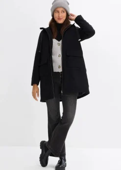 Damen bonprix Bekleidung·Hosen|Jacken & Mäntel|warm wattierter Winterparka mit Teddyfutter in Kapuze