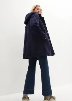 Damen bonprix Jacken & Mäntel|Bekleidung·Hosen|Warmer Cord-Parka mit Teddy-Futter in der Kapuze, in A-Linie
