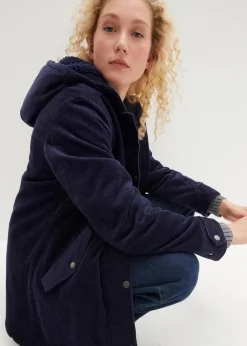 Damen bonprix Jacken & Mäntel|Bekleidung·Hosen|Warmer Cord-Parka mit Teddy-Futter in der Kapuze, in A-Linie