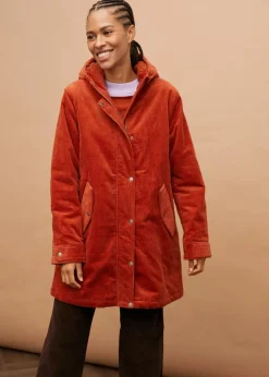 Outlet Warmer Cord-Parka mit Teddy-Futter in der Kapuze, in A-Linie Damen Bekleidung·Hosen|Jacken & Mäntel