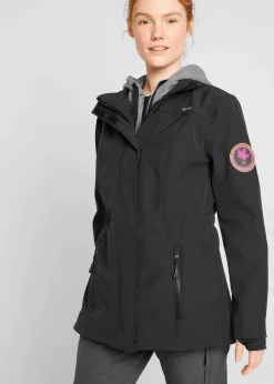 Damen bonprix Bekleidung·Hosen|Jacken & Mäntel|wasserabweisende Softshell-Longjacke, 2 in 1-Optik