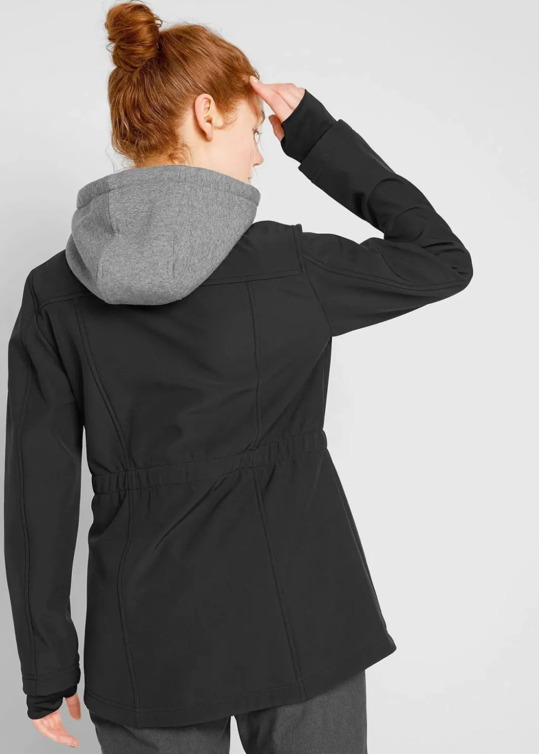 Damen bonprix Bekleidung·Hosen|Jacken & Mäntel|wasserabweisende Softshell-Longjacke, 2 in 1-Optik