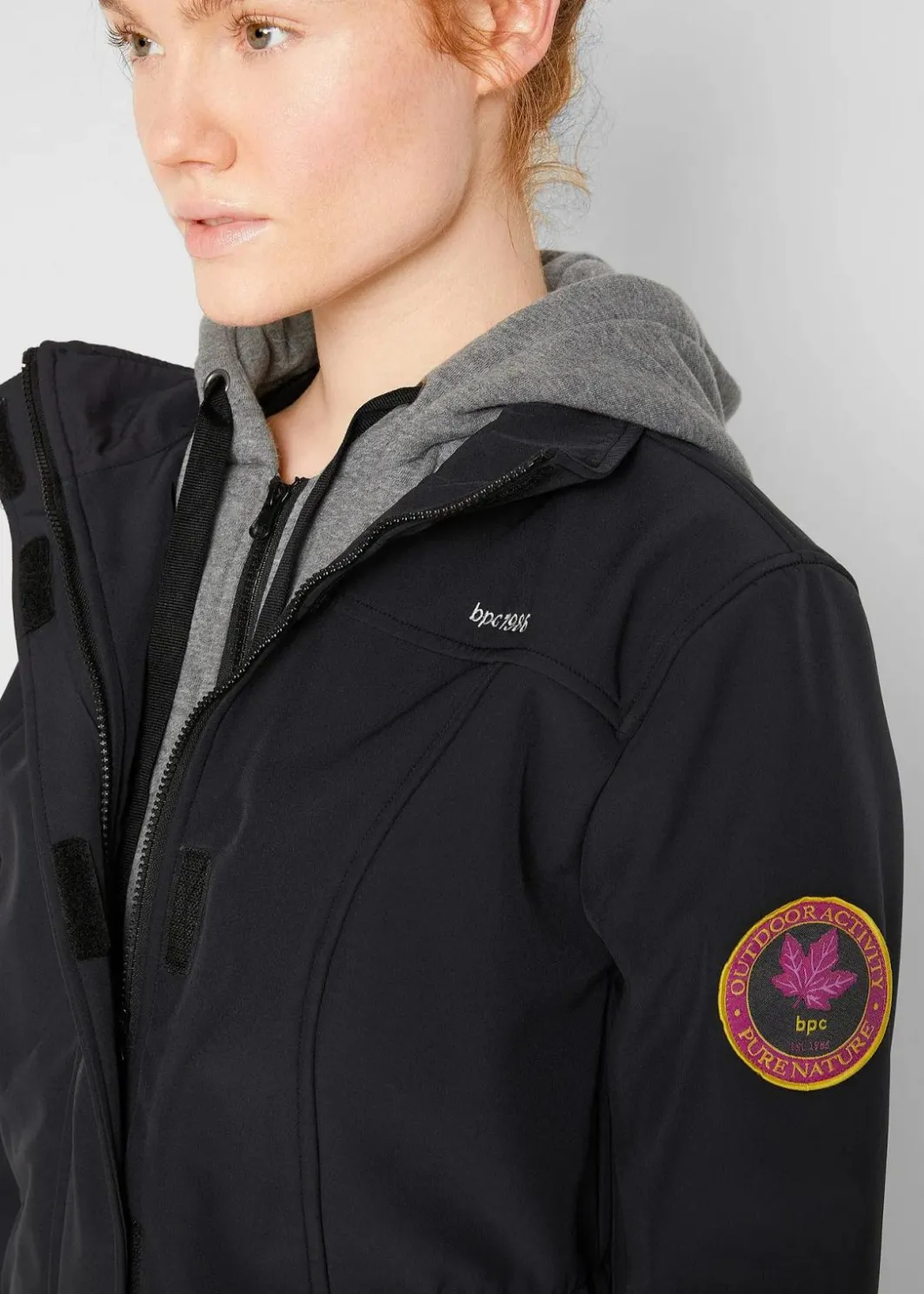 Damen bonprix Bekleidung·Hosen|Jacken & Mäntel|wasserabweisende Softshell-Longjacke, 2 in 1-Optik