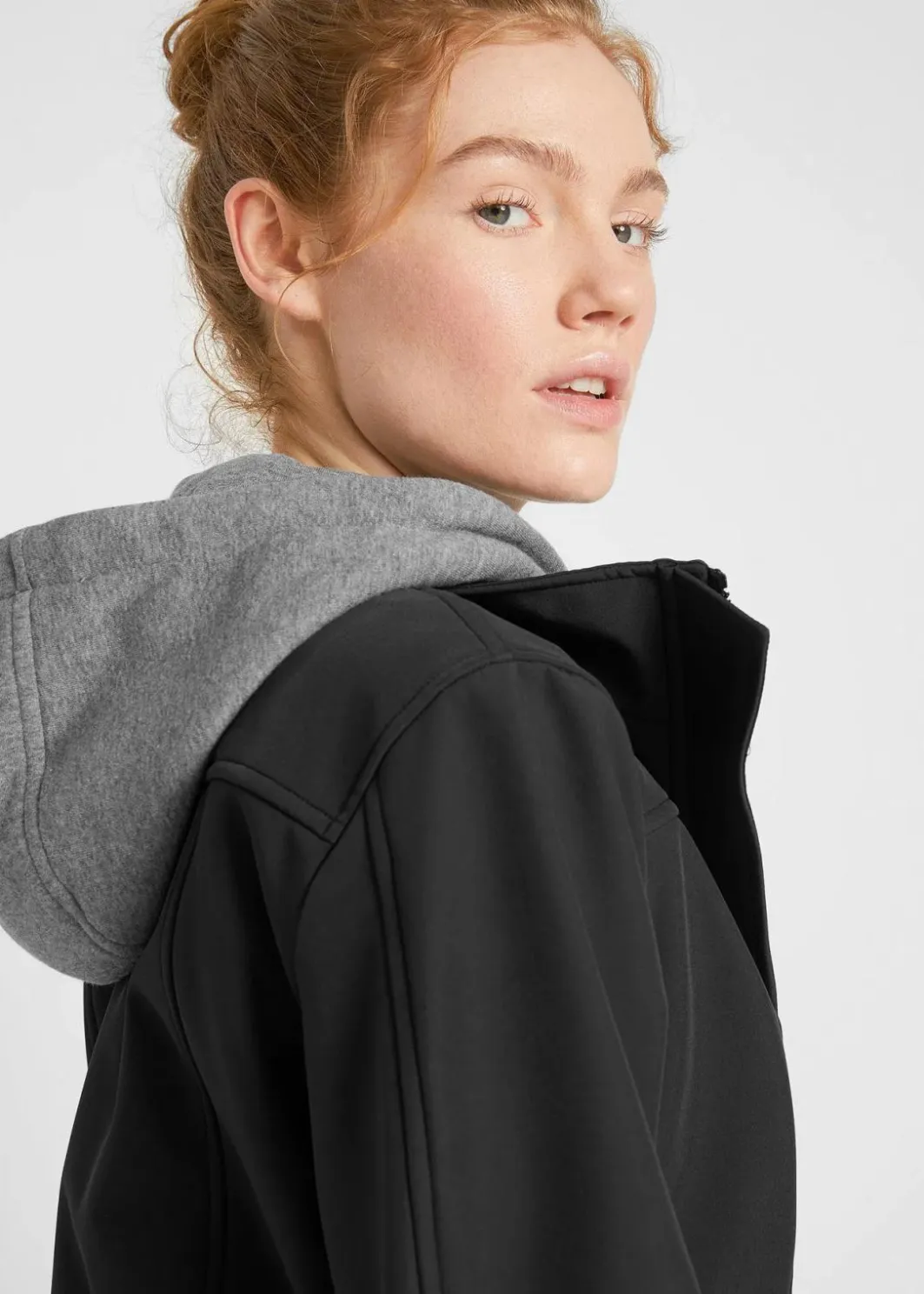 Damen bonprix Bekleidung·Hosen|Jacken & Mäntel|wasserabweisende Softshell-Longjacke, 2 in 1-Optik