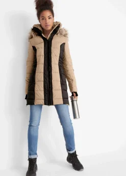 Damen bonprix Jacken & Mäntel|Bekleidung·Hosen|wasserabweisender Outdoor-Kurzmantel mit Fellimitat