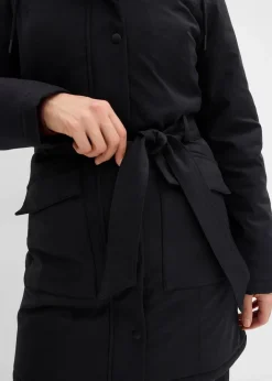 Damen bonprix Jacken & Mäntel|Bekleidung·Hosen|Wasserabweisender Outdoor-Kurzmantel mit Gürtel, Leo-Futter