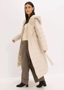 wasserabweisender Steppmantel mit Wollimitat Besatz und Bindegürtel (2-tlg.) Damen Jacken & Mäntel|Bekleidung·Hosen