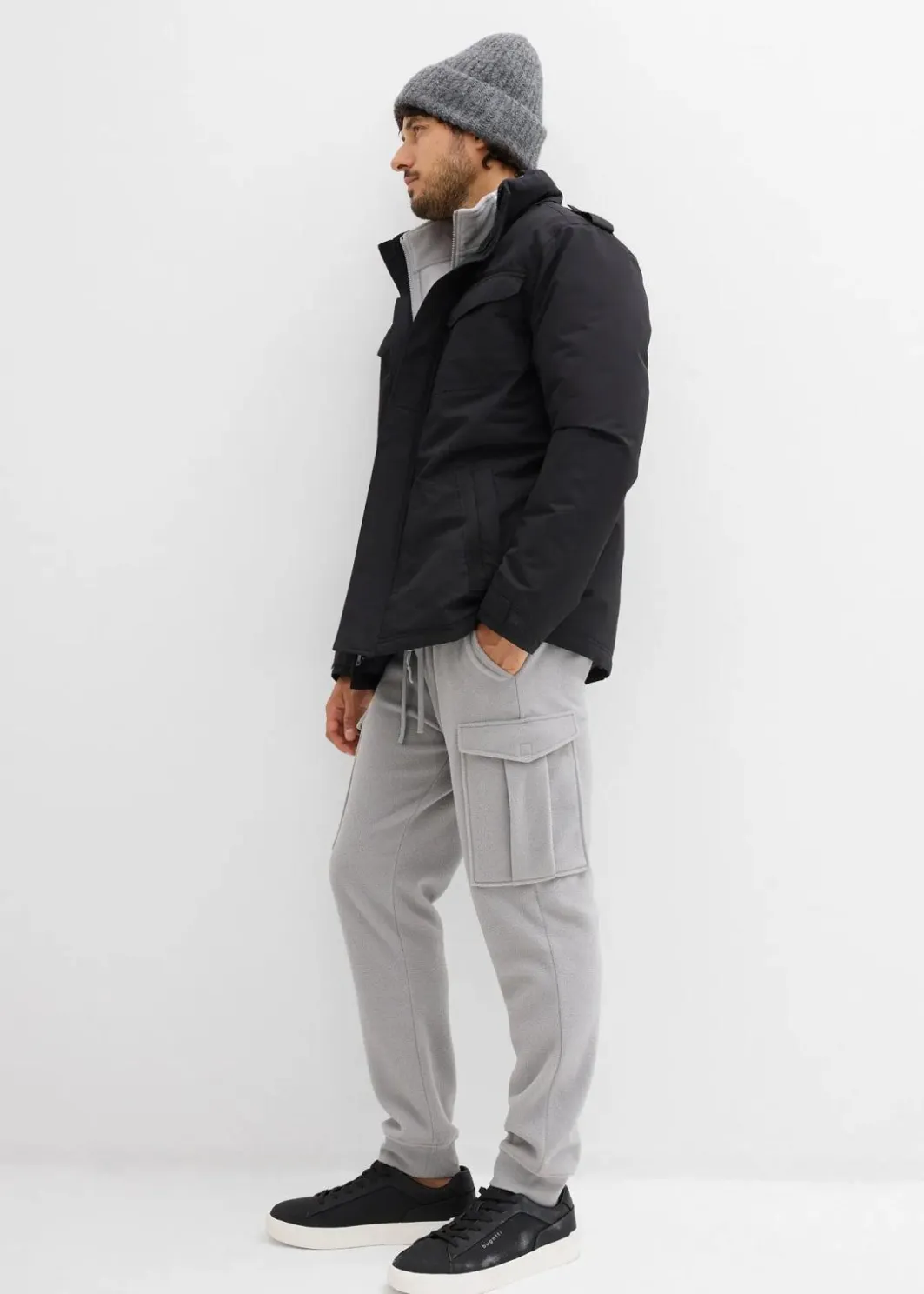 Outlet Wasserdichte Funktionsjacke mit Roll-in-Kapuze und Schulterklappen Herren Große Größen|Jacken & Mäntel