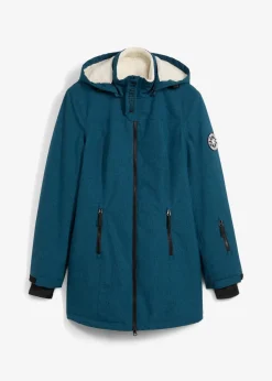 Damen bonprix Jacken & Mäntel|Bekleidung·Hosen|wasserdichte Funktions-Outdoor-Longjacke mit Teddyfleece