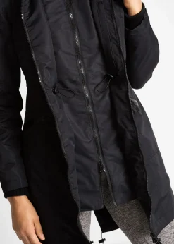 Damen bonprix Bekleidung·Hosen|Jacken & Mäntel|wasserdichter Funktions-Outdoor-Übergangsmantel mit Kapuze, 2 in 1-Optik